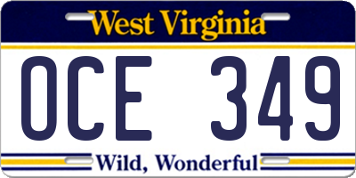 WV license plate OCE349