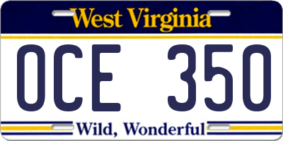 WV license plate OCE350