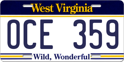 WV license plate OCE359