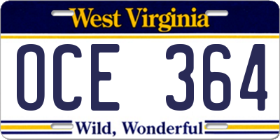 WV license plate OCE364