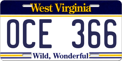 WV license plate OCE366