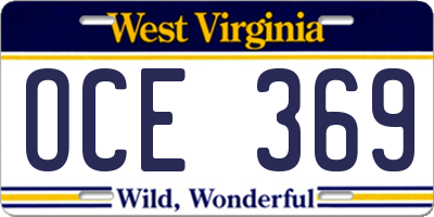 WV license plate OCE369