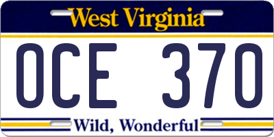 WV license plate OCE370