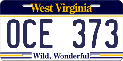 WV license plate OCE373