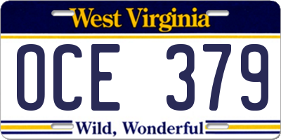 WV license plate OCE379