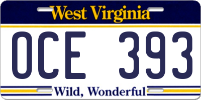 WV license plate OCE393