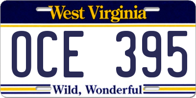 WV license plate OCE395