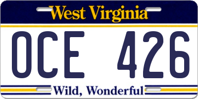 WV license plate OCE426