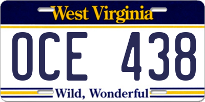 WV license plate OCE438