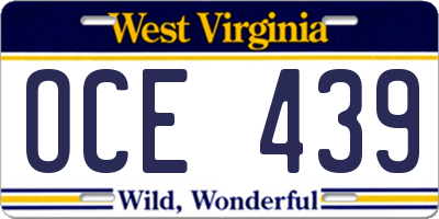 WV license plate OCE439