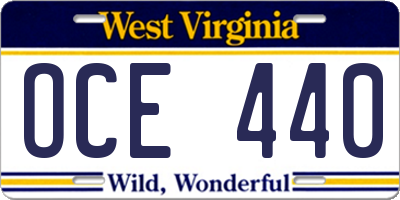 WV license plate OCE440