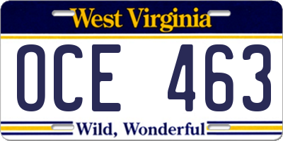 WV license plate OCE463