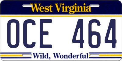 WV license plate OCE464
