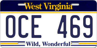 WV license plate OCE469