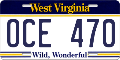 WV license plate OCE470