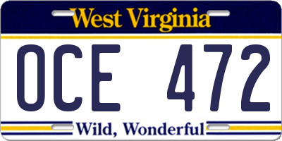 WV license plate OCE472