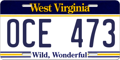 WV license plate OCE473