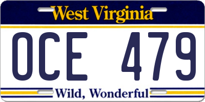 WV license plate OCE479