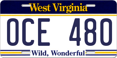 WV license plate OCE480