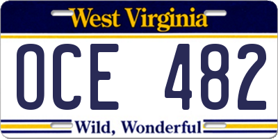 WV license plate OCE482