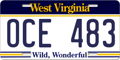 WV license plate OCE483