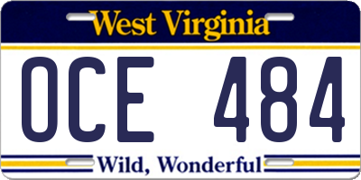 WV license plate OCE484