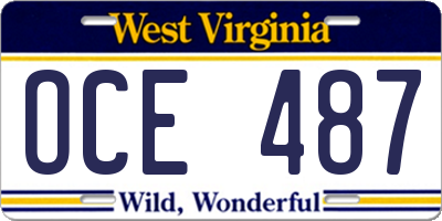 WV license plate OCE487