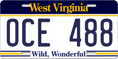 WV license plate OCE488