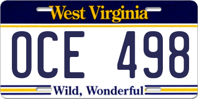 WV license plate OCE498