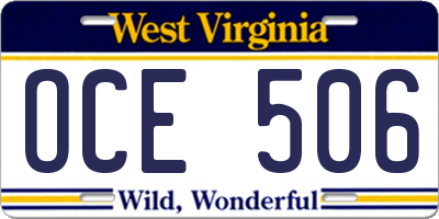 WV license plate OCE506