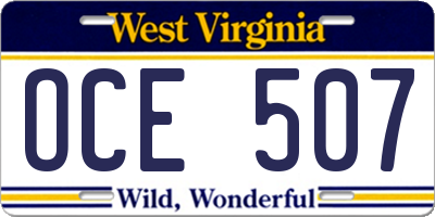 WV license plate OCE507