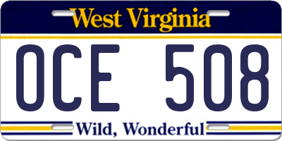 WV license plate OCE508