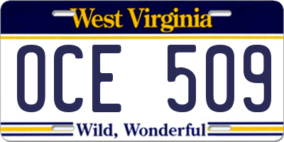 WV license plate OCE509