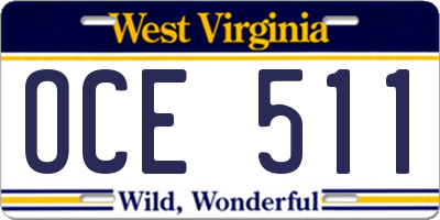 WV license plate OCE511