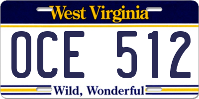 WV license plate OCE512