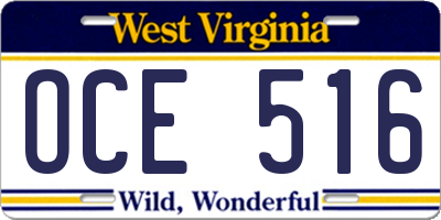 WV license plate OCE516