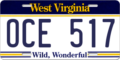 WV license plate OCE517