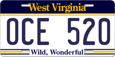 WV license plate OCE520