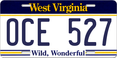 WV license plate OCE527
