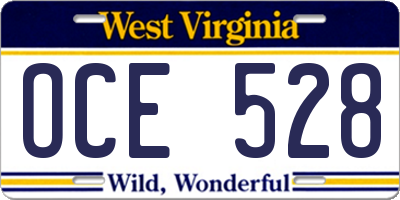 WV license plate OCE528
