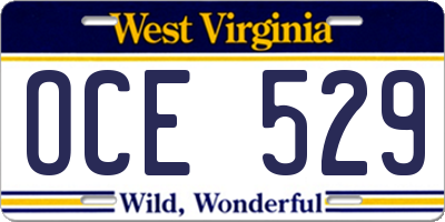 WV license plate OCE529