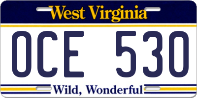WV license plate OCE530