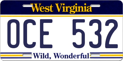 WV license plate OCE532