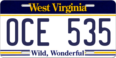 WV license plate OCE535