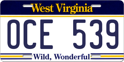 WV license plate OCE539