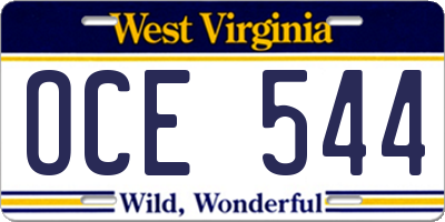 WV license plate OCE544