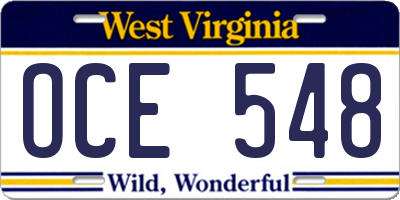 WV license plate OCE548