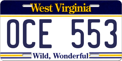 WV license plate OCE553