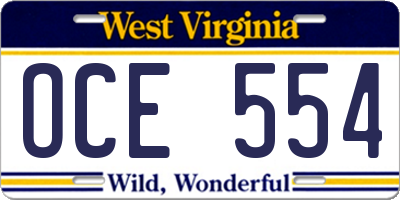 WV license plate OCE554