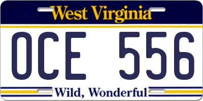 WV license plate OCE556